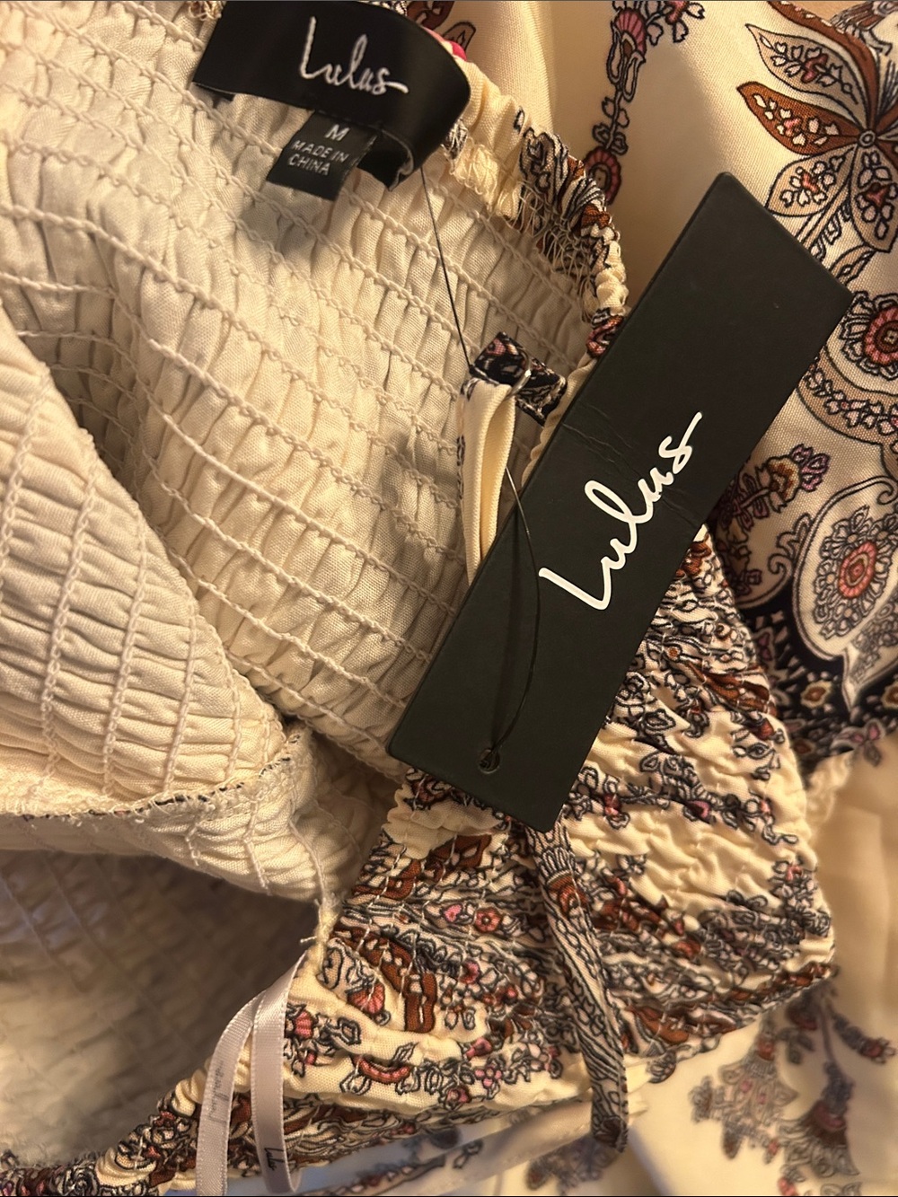 Lulu's Cream Boho Paisley Jumpsuit with Brown Accents - Picture 2 of 4